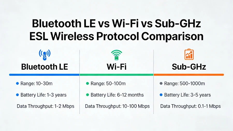 ប៊្លូធូសទល់នឹង Wi-Fi vs Sub-GHz ស្លាកធ្នើអេឡិចត្រូនិច